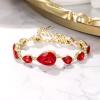 imageBriLove Shiny Gorgeous Womens Crystal Multi Teardrop Cluster Link Bracelet for Wedding Bridal Party PromRuby Color GoldTone