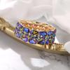 imageBriLove Wedding Bridal Elegant Crystal Double Row Teardrop Rhinestones Cluster Stretch Bangle Bracelet for Bride02Blue GoldTone