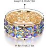 imageBriLove Wedding Bridal Elegant Crystal Double Row Teardrop Rhinestones Cluster Stretch Bangle Bracelet for Bride02Blue GoldTone