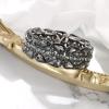 imageBriLove Wedding Bridal Elegant Crystal Double Row Teardrop Rhinestones Cluster Stretch Bangle Bracelet for Bride04Grey BlackTone