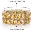 imageBriLove Wedding Bridal Elegant Crystal Double Row Teardrop Rhinestones Cluster Stretch Bangle Bracelet for BrideOvalChampagne GoldTone