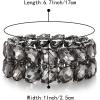 imageBriLove Wedding Bridal Elegant Crystal Double Row Teardrop Rhinestones Cluster Stretch Bangle Bracelet for BrideOvalGrey BlackTone