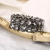 imageBriLove Wedding Bridal Elegant Crystal Double Row Teardrop Rhinestones Cluster Stretch Bangle Bracelet for BrideOvalGrey BlackTone