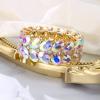 imageBriLove Wedding Bridal Elegant Crystal Double Row Teardrop Rhinestones Cluster Stretch Bangle Bracelet for BrideOvalIridescent AB GoldTone