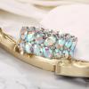 imageBriLove Wedding Bridal Elegant Crystal Double Row Teardrop Rhinestones Cluster Stretch Bangle Bracelet for BrideOvalIridescent AB SilverTone