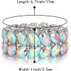 imageBriLove Wedding Bridal Elegant Crystal Double Row Teardrop Rhinestones Cluster Stretch Bangle Bracelet for BrideOvalIridescent AB SilverTone