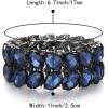 imageBriLove Wedding Bridal Elegant Crystal Double Row Teardrop Rhinestones Cluster Stretch Bangle Bracelet for BrideOvalSapphire Color BlackTone