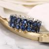 imageBriLove Wedding Bridal Elegant Crystal Double Row Teardrop Rhinestones Cluster Stretch Bangle Bracelet for BrideOvalSapphire Color SilverTone