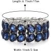 imageBriLove Wedding Bridal Elegant Crystal Double Row Teardrop Rhinestones Cluster Stretch Bangle Bracelet for BrideOvalSapphire Color SilverTone