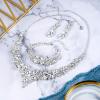 imageBriLove Wedding Bridal Jewelery for Women Austrian Crystal Teardrop Cluster Statement Necklace Dangle Earrings Link Bracelet Set01Clear SilverTone