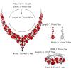 imageBriLove Wedding Bridal Jewelery for Women Austrian Crystal Teardrop Cluster Statement Necklace Dangle Earrings Link Bracelet Set03Ruby Color SilverTone