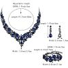 imageBriLove Wedding Bridal Jewelery for Women Austrian Crystal Teardrop Cluster Statement Necklace Dangle Earrings Link Bracelet Set05Sapphire Color BlackSilverTone