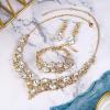 imageBriLove Wedding Bridal Jewelery for Women Austrian Crystal Teardrop Cluster Statement Necklace Dangle Earrings Link Bracelet Set07Clear GoldTone