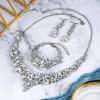 imageBriLove Wedding Bridal Jewelery for Women Austrian Crystal Teardrop Cluster Statement Necklace Dangle Earrings Link Bracelet Set09Clear RhodiumTone