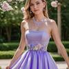 imageBriLove Wedding Bridal Jewelery for Women Austrian Crystal Teardrop Cluster Statement Necklace Dangle Earrings Link Bracelet Set17Light Purple SilverTone
