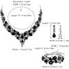 imageBriLove Wedding Bridal Jewelery for Women Austrian Crystal Teardrop Cluster Statement Necklace Dangle Earrings Link Bracelet Set18Black Silvertone