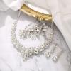 imageBriLove Wedding Bridal Jewelery for Women Austrian Crystal Teardrop Cluster Statement Necklace Dangle Earrings Link Bracelet Set20Clear