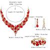 imageBriLove Wedding Bridal Jewelery for Women Austrian Crystal Teardrop Cluster Statement Necklace Dangle Earrings Link Bracelet Set20Ruby Color GoldTone