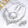 imageBriLove Wedding Bridal Jewelery for Women Austrian Crystal Teardrop Cluster Statement Necklace Dangle Earrings Link Bracelet Set21Clear rhodiumtone