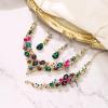 imageBriLove Wedding Bridal Jewelery for Women Austrian Crystal Teardrop Cluster Statement Necklace Dangle Earrings Link Bracelet Set22Multicolor GoldTone