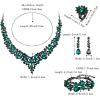 imageBriLove Wedding Bridal Jewelery for Women Austrian Crystal Teardrop Cluster Statement Necklace Dangle Earrings Link Bracelet Set4Pcs Emearld Color BlackTone