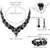 imageBriLove Wedding Bridal Jewelery for Women Austrian Crystal Teardrop Cluster Statement Necklace Dangle Earrings Link Bracelet Set4PcsBlack