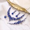 imageBriLove Wedding Bridal Jewelery for Women Austrian Crystal Teardrop Cluster Statement Necklace Dangle Earrings Link Bracelet Set4PcsBlue SilverTone