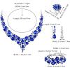 imageBriLove Wedding Bridal Jewelery for Women Austrian Crystal Teardrop Cluster Statement Necklace Dangle Earrings Link Bracelet Set4PcsBlue SilverTone