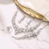 imageBriLove Wedding Bridal Jewelery for Women Austrian Crystal Teardrop Cluster Statement Necklace Dangle Earrings Link Bracelet Set4PcsClear RhodiumTone