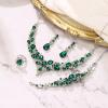 imageBriLove Wedding Bridal Jewelery for Women Austrian Crystal Teardrop Cluster Statement Necklace Dangle Earrings Link Bracelet Set4PcsEmerald Color