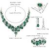 imageBriLove Wedding Bridal Jewelery for Women Austrian Crystal Teardrop Cluster Statement Necklace Dangle Earrings Link Bracelet Set4PcsEmerald Color