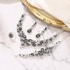 imageBriLove Wedding Bridal Jewelery for Women Austrian Crystal Teardrop Cluster Statement Necklace Dangle Earrings Link Bracelet Set4PcsGrey SilverTone