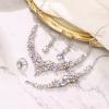 imageBriLove Wedding Bridal Jewelery for Women Austrian Crystal Teardrop Cluster Statement Necklace Dangle Earrings Link Bracelet Set4PcsIridescent AB SilverTone