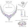 imageBriLove Wedding Bridal Jewelery for Women Austrian Crystal Teardrop Cluster Statement Necklace Dangle Earrings Link Bracelet Set4PcsIridescent AB SilverTone
