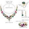 imageBriLove Wedding Bridal Jewelery for Women Austrian Crystal Teardrop Cluster Statement Necklace Dangle Earrings Link Bracelet Set4PcsMulticolor GoldToned