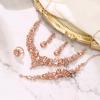 imageBriLove Wedding Bridal Jewelery for Women Austrian Crystal Teardrop Cluster Statement Necklace Dangle Earrings Link Bracelet Set4PcsPeach RodeGoldTone