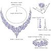imageBriLove Wedding Bridal Jewelery for Women Austrian Crystal Teardrop Cluster Statement Necklace Dangle Earrings Link Bracelet Set4PcsPurple SilverTone