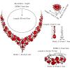 imageBriLove Wedding Bridal Jewelery for Women Austrian Crystal Teardrop Cluster Statement Necklace Dangle Earrings Link Bracelet Set4PcsRuby Color SilverTone