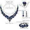 imageBriLove Wedding Bridal Jewelery for Women Austrian Crystal Teardrop Cluster Statement Necklace Dangle Earrings Link Bracelet Set4PcsSapphire Color GoldTone