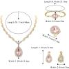 imageBriLove Womens Africa 18k Gold Plated Jewelry Set Crystal Rhinestones Petals Teardrop Cluster Bib Statement Necklace Link Bracelet Dangle Earrings Ring for Prom08Pink GoldTone
