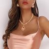 imageBriLove Womens Africa 18k Gold Plated Jewelry Set Crystal Rhinestones Petals Teardrop Cluster Bib Statement Necklace Link Bracelet Dangle Earrings Ring for Prom06Peach RoseGoldTone