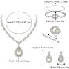 imageBriLove Womens Africa 18k Gold Plated Jewelry Set Crystal Rhinestones Petals Teardrop Cluster Bib Statement Necklace Link Bracelet Dangle Earrings Ring for Prom01Clear SilverTone