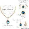 imageBriLove Womens Africa 18k Gold Plated Jewelry Set Crystal Rhinestones Petals Teardrop Cluster Bib Statement Necklace Link Bracelet Dangle Earrings Ring for Prom03Blue Topaz GoldTone