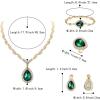 imageBriLove Womens Africa 18k Gold Plated Jewelry Set Crystal Rhinestones Petals Teardrop Cluster Bib Statement Necklace Link Bracelet Dangle Earrings Ring for Prom02Emerald Color GoldTone
