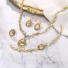 imageBriLove Womens Africa 18k Gold Plated Jewelry Set Crystal Rhinestones Petals Teardrop Cluster Bib Statement Necklace Link Bracelet Dangle Earrings Ring for Prom07Champagne GoldTone