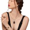 imageBriLove Womens Africa 18k Gold Plated Jewelry Set Crystal Rhinestones Petals Teardrop Cluster Bib Statement Necklace Link Bracelet Dangle Earrings Ring for Prom04Amethyst Color GoldTone