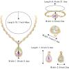 imageBriLove Womens Africa 18k Gold Plated Jewelry Set Crystal Rhinestones Petals Teardrop Cluster Bib Statement Necklace Link Bracelet Dangle Earrings Ring for Prom05Iridescent AB GoldTone