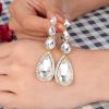 imageBriLove Womens Elegant Wedding Bridal Multi Teardrop Long Chandelier Dangle EarringsClear GoldTone