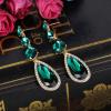 imageBriLove Womens Elegant Wedding Bridal Multi Teardrop Long Chandelier Dangle EarringsEmerald Color GoldTone