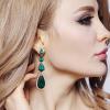 imageBriLove Womens Elegant Wedding Bridal Multi Teardrop Long Chandelier Dangle EarringsEmerald Color GoldTone